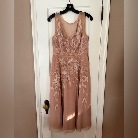 BCBGMaxAzria Dresses & Skirts - Embroidered blush pink dress with tulle skirt, excellent condition.
